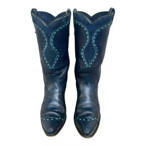 Wrangler Blue Leather Roper Style Western Cowboy Boots. SZ. 6.5